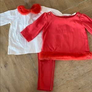 Janie and Janie Leggings & Faux Fur Trim Shirts